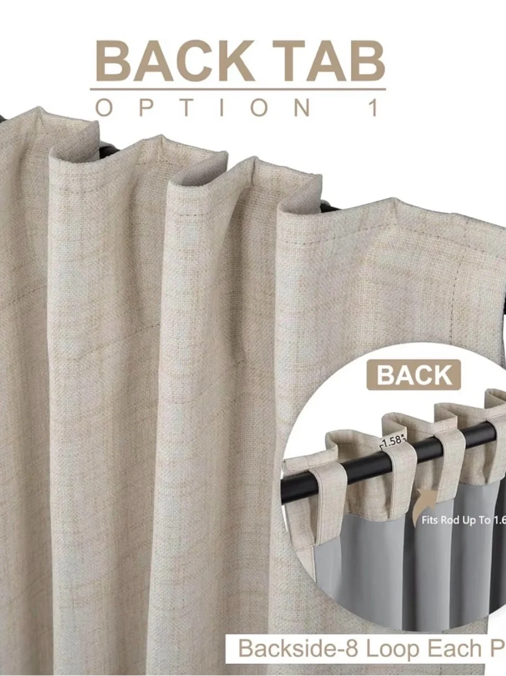 50” x 102” Linen Tall 100% Blackout Curtains